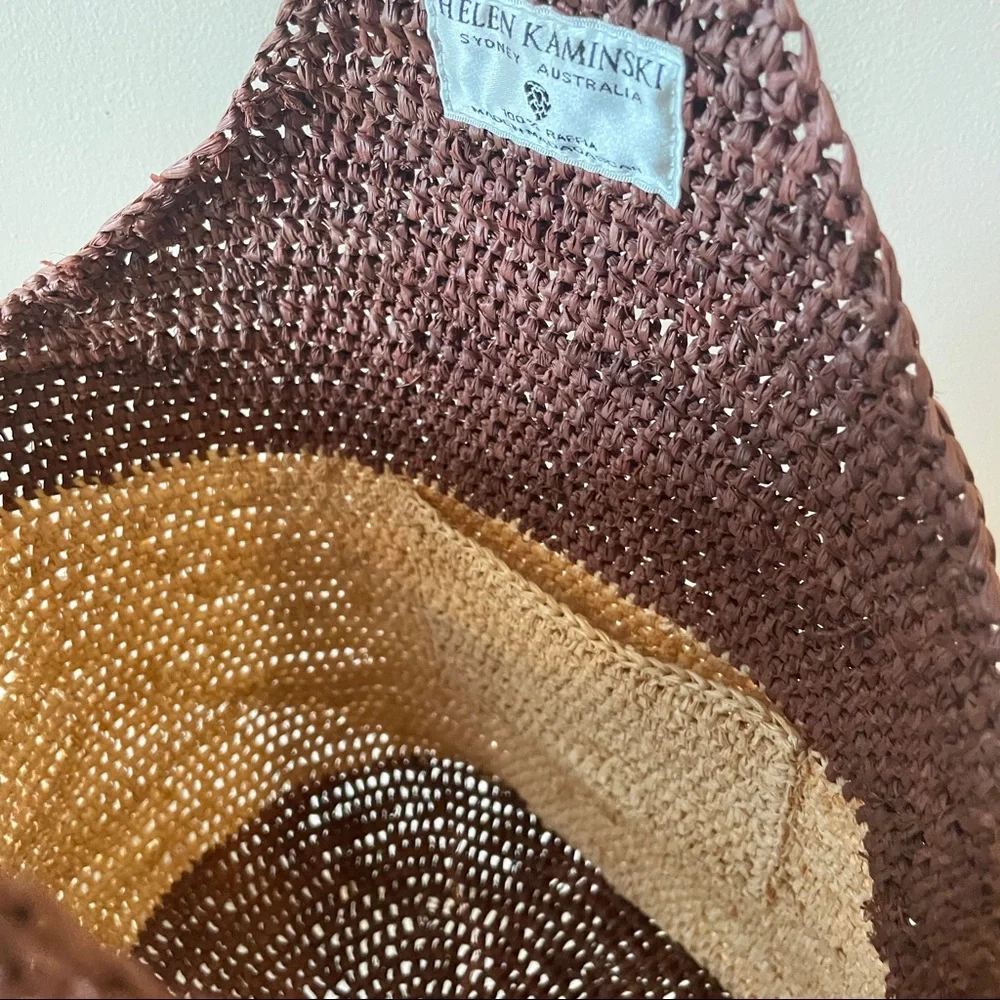 Helen Kaminski raffia bucket bag satchel summer tote two toned large - Picture 4 of 12